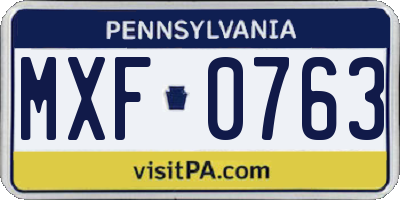 PA license plate MXF0763