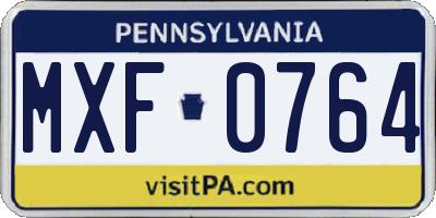 PA license plate MXF0764