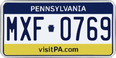 PA license plate MXF0769