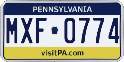 PA license plate MXF0774