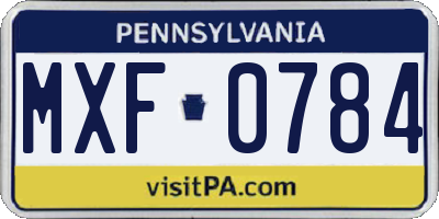 PA license plate MXF0784
