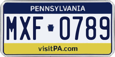 PA license plate MXF0789