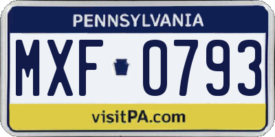 PA license plate MXF0793