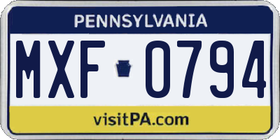 PA license plate MXF0794