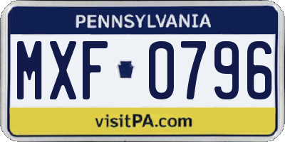 PA license plate MXF0796