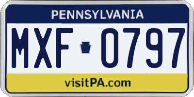 PA license plate MXF0797