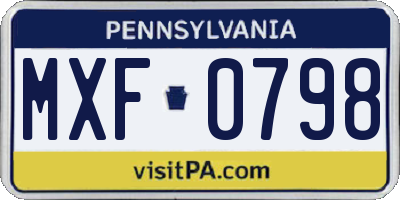 PA license plate MXF0798