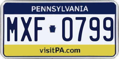 PA license plate MXF0799