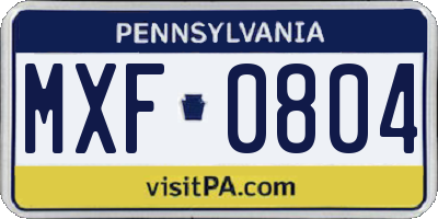 PA license plate MXF0804