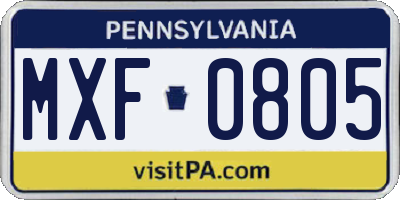PA license plate MXF0805