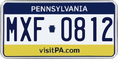 PA license plate MXF0812