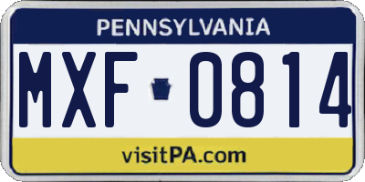 PA license plate MXF0814