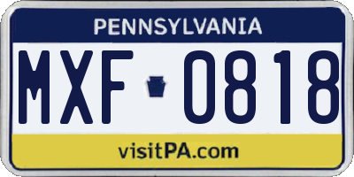 PA license plate MXF0818