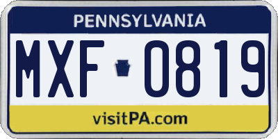 PA license plate MXF0819