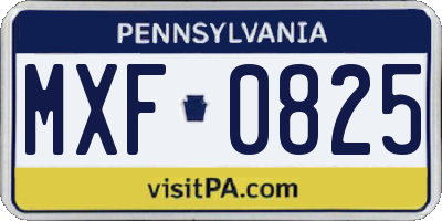 PA license plate MXF0825