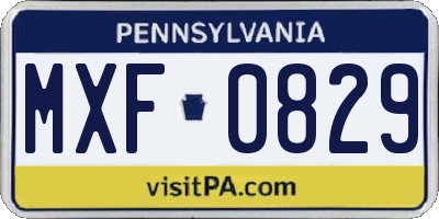 PA license plate MXF0829