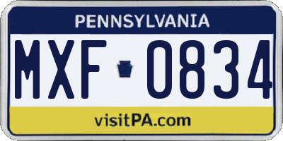 PA license plate MXF0834