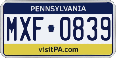 PA license plate MXF0839