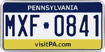 PA license plate MXF0841