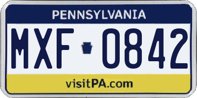 PA license plate MXF0842