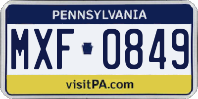 PA license plate MXF0849