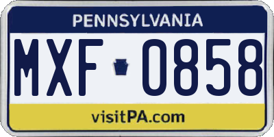 PA license plate MXF0858