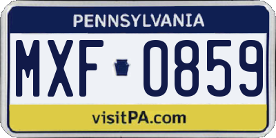 PA license plate MXF0859