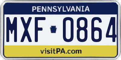 PA license plate MXF0864
