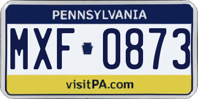 PA license plate MXF0873