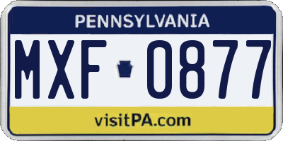 PA license plate MXF0877