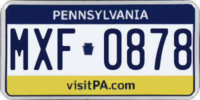 PA license plate MXF0878