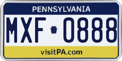 PA license plate MXF0888