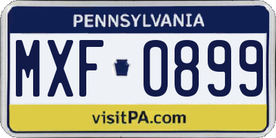 PA license plate MXF0899