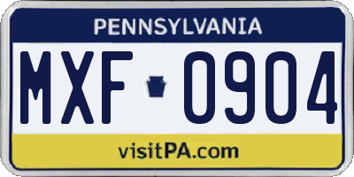 PA license plate MXF0904
