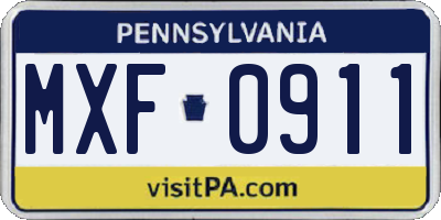 PA license plate MXF0911