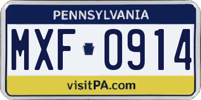 PA license plate MXF0914