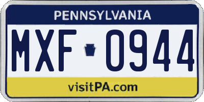 PA license plate MXF0944