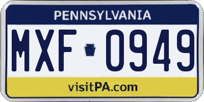 PA license plate MXF0949