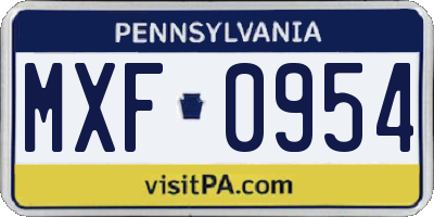 PA license plate MXF0954