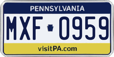 PA license plate MXF0959