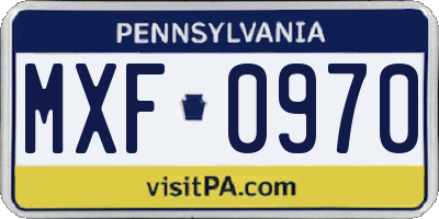 PA license plate MXF0970