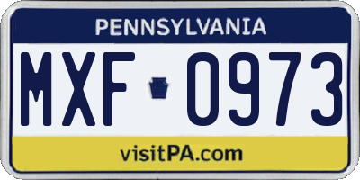 PA license plate MXF0973