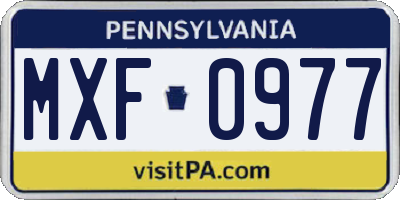 PA license plate MXF0977