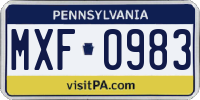 PA license plate MXF0983