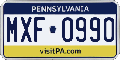 PA license plate MXF0990