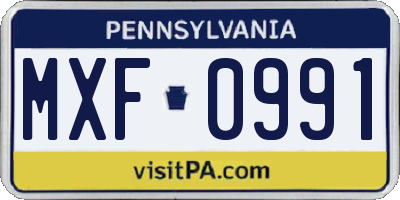 PA license plate MXF0991
