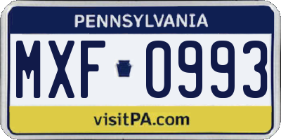 PA license plate MXF0993