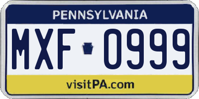 PA license plate MXF0999