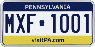 PA license plate MXF1001