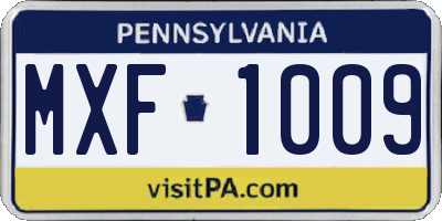 PA license plate MXF1009